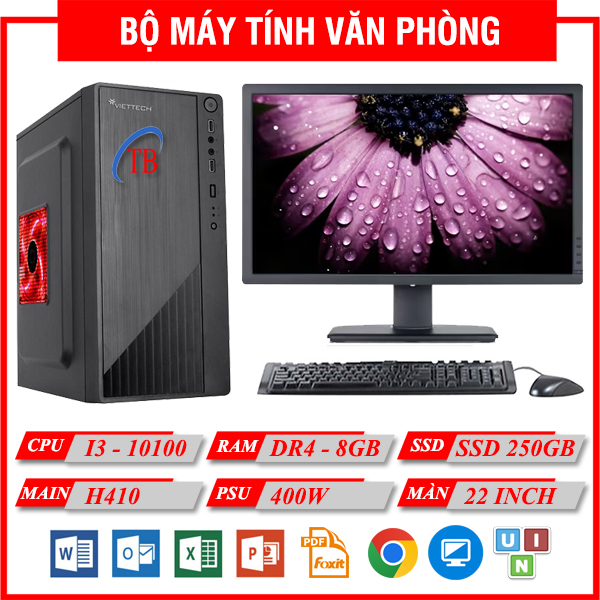 BỘ PC Văn Phòng TBM (i3 10200/H410/8GB RAM/120GB SSD/Màn 22 inch)