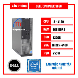 Cây máy tính Dell Optiplex 3020/Core i3 4130 Xung 3,7Ghz, Ram DR3/8GB, Ổ cứng SSD 120Gb