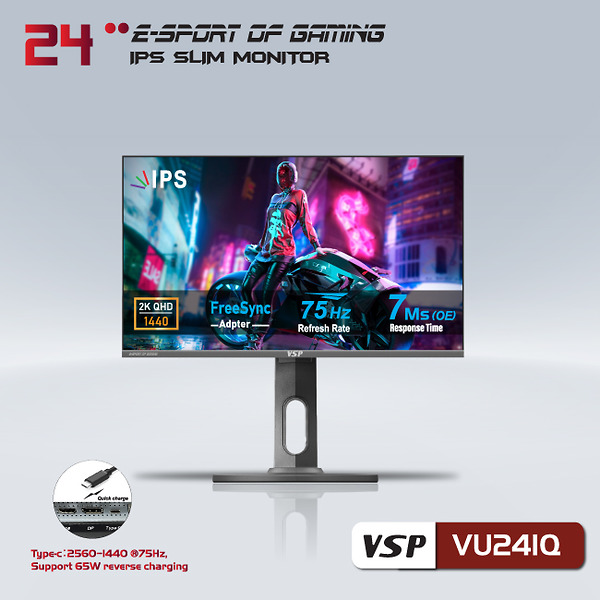 Màn hình phẳng VSP 24inch 2K eSport Gaming VU241Q - QHD /USB-C Type-C