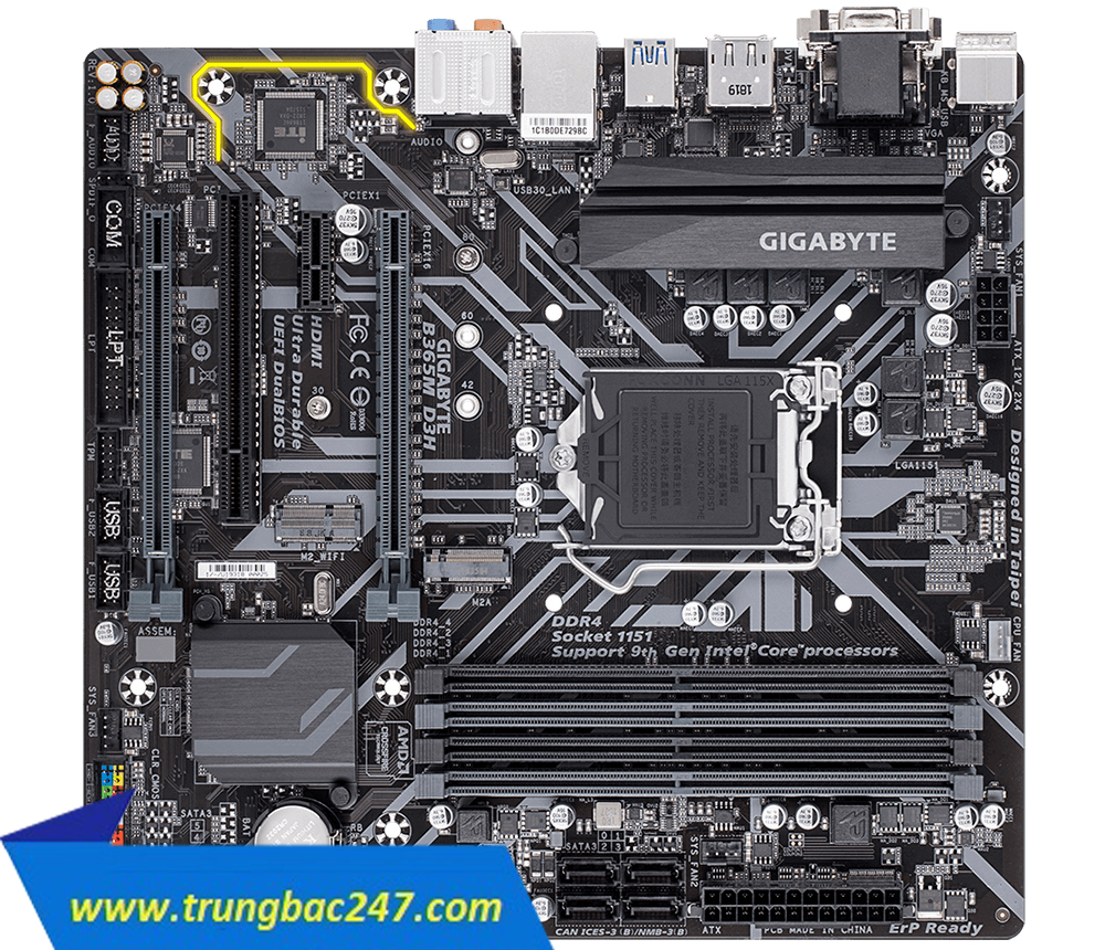 Mainboard GIGABYTE B365M-D2V (Intel B365, Socket 115, m-ATX, 2 khe RAM DDR)